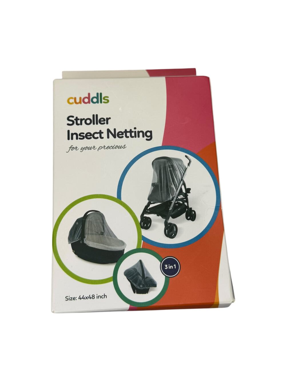 Cuddls 3 in 1 Stroller Insect Netting Mosquito Net 44x48 White NIB